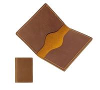 AurexaFashion Genuine Leather Bifold Wallet for Men. Minimalist Slim Card Holder. Vintage Front Pocket Wallet. Crazy Horse Full Grain Leather., A01. Brown, Crazy Horse Leather Vintage Slim Wallet