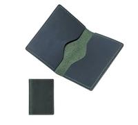 AurexaFashion Genuine Leather Bifold Wallet for Men. Minimalist Slim Card Holder. Vintage Front Pocket Wallet. Crazy Horse Full Grain Leather., A06. Green, Crazy Horse Leather Vintage Slim Wallet