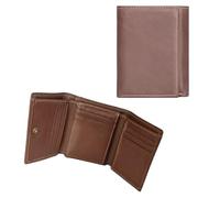 AurexaFashion Genuine Leather Short Trifold Wallet for Men, RFID Blocking, Snap Closure. 11 Card Slots, 2 ID Windows., #01 Brown, 4.3" x 3.1" Short, Real Leather Trifold Wallet for Men