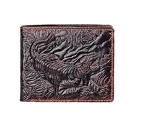 AurexaFashion Genuine Real Leather Short Bifold Wallet for Men, RFID Blocking 3D Animal Print Retro Vintage Embossed Clutch Purse., Horizontal Tiger- Coffee E2, Horizontal