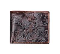 AurexaFashion Genuine Real Leather Short Bifold Wallet for Men, RFID Blocking 3D Animal Print Retro Vintage Embossed Clutch Purse., Horizontal Goat- Coffee H2, Horizontal