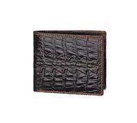 AurexaFashion Genuine Real Leather Short Bifold Wallet for Men, RFID Blocking 3D Animal Print Retro Vintage Embossed Clutch Purse., Horizontal Crocodile Tail- Coffee C2, Horizontal
