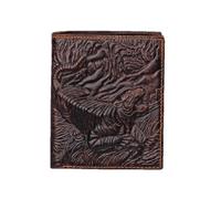 AurexaFashion Genuine Real Leather Short Bifold Wallet for Men, RFID Blocking 3D Animal Print Retro Vintage Embossed Clutch Purse., Vertical Tiger- Coffee E2, Vertical
