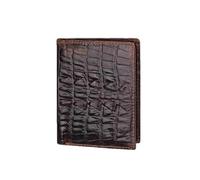 AurexaFashion Genuine Real Leather Short Bifold Wallet for Men, RFID Blocking 3D Animal Print Retro Vintage Embossed Clutch Purse., Vertical Crocodile Tail- Coffee C2, Vertical