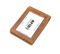 AurexaFashion Genuine Real Leather Slim Minimalist Wallet for Men & Women. RFID Blocking Front Pocket Card Holder with Money Clip Front ID Window 10 card Slot., #1 Brown, Minimalist