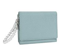 AurexaFashion Genuine Real Leather Trifold Wallet for Women, Coin Purse ID Card Holder Case With Hand Strap, #05 Light Blue, Short; 4.33" x 3.34" x 1.18", Women Trifold Wallet With Detachable Hand