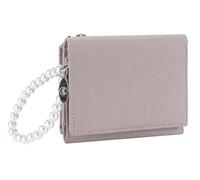 AurexaFashion Genuine Real Leather Trifold Wallet for Women, Coin Purse ID Card Holder Case With Hand Strap, #08 Lilac, Short; 4.33" x 3.34" x 1.18", Women Trifold Wallet With Detachable Hand Strap