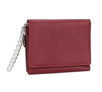 AurexaFashion Genuine Real Leather Trifold Wallet for Women, Coin Purse ID Card Holder Case With Hand Strap, #04 Dark Red, Short; 4.33" x 3.34" x 1.18", Women Trifold Wallet With Detachable Hand Strap