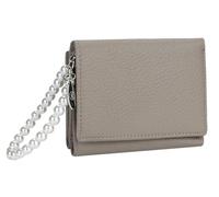 AurexaFashion Genuine Real Leather Trifold Wallet for Women, Coin Purse ID Card Holder Case With Hand Strap, #02 Brown Gray, Short; 4.33" x 3.34" x 1.18", Women Trifold Wallet With Detachable Hand