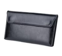 AurexaFashion Women's Genuine Real Leather Slim Envelope Wallet with Detached Card Holder, Magnetic Closure, Phone Holder Clutch, #01 Black, Slim Envelope Wallet