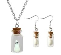 Aurgiarm Jewelry Exaggerated Clear Bottle Necklace Halloween Horror Spectre Earrings for Women
