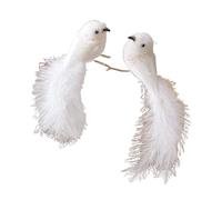 Aurgiarme 2PCS Elegant White Bird Ornament For Christmas Wreath Making Home Festival Decorations Long Time Themed Party Supplies Holiday Pair