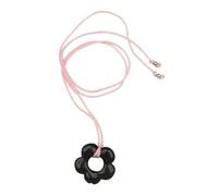 [Aurgiarme] Black Five Petal Flower Necklace with a Touch of Elegance and Personality for Soft Peach or Black Cord Clavicle Chain