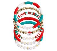 Aurgiarme Christmas Jewelry Set Y2K Bracelets with Letters Beads Pendant Themed Adjustable Rope Cord for Women Women