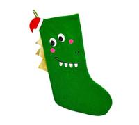 Aurgiarme Dinosaur Themed Christmas Stocking Sturdy Fabric Large Christmas Stocking With Green Dinosaur For Gift Give Embroidery Designs