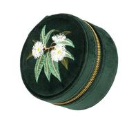 Aurgiarme Embroidered Holder Storage Box for Bangles and Accessories Small Jewelry Case with Embroidery Birthday Gift Black Velvets Jewelry Box