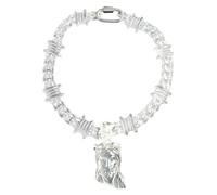 [Aurgiarme] Exaggerated Acrylic Paper Clip Chain Choker Punk and Hip Hop Style Fashionable Paper Clip Chain Necklace Charm