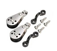Aurgiarme Kayak Canoes Anchors Trolley Kits Pulley Wheel Small Pulley Block With Nylon Pad Eye & Screws Easy To Installation Stainless Steel Pulley Block With Pad Eye And Screws