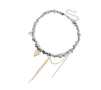 [Aurgiarme] Romance Heart Tassel Pendant Necklace, Contemporary Heart Tassel Necklace, Artistic Beaded Design for Women