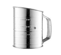 Aurgiarme Stainless Steel Manual Flour Sifter With Built-In Measuring Scale Rust-Proof Design & Ergonomic Crank Handle For Baking Multiple Purpose Untarnished Filter