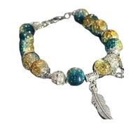 [Aurgiarme] Trendy green feather bracelet introducing a blend of creativity and comfort for those who adore their fashion creations