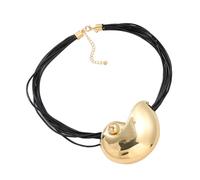 [Aurgiarme] Trendy Metal Conch Pendant Necklace with PU Leather Rope Chain
