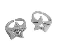 [Aurgiarme] Trendy Sterling Modern Pentacle Ring Beautiful Decoration for Daily Wear Dating Party