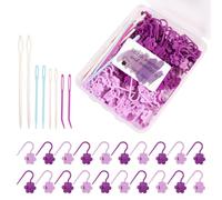 Aurgiarme Yarn Clip Set for Knitting and Crochet with 100 Flower Row, A