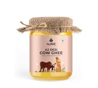 Auric A2 Desi Cow Ghee | Pure Brijwasi Ghee | Bilona Curd Churned | Lab Tested | Perfect Aroma & Danedar Ghee | Grass Fed, Stress Free Cattle | Glass Jar 500 ml