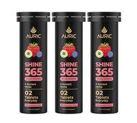 Auric Shine 365 Effervescent Tablets - 60 Tablets | Biotin with Amla, Pomegranate & Grape Seed Extract | Mixed Berries Flavour