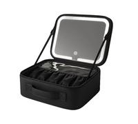 Auricrest Travel Makeup Bag, Beauty Reformation Travel Makeup Bag with Adjustable Dividers, with Led Lighteds Make Up Case,for Travels & Daily (Black)