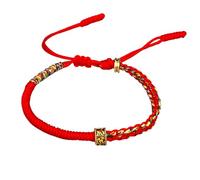 Auriela Tibetan Buddhist Good Luck Rope Woven Bracelets,Six Words Mantras Amulet Braided Bracelets Handcrafted Wristband for Women, Men, Teens,Adjustable Size,Friendship Present (Red)
