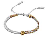 Auriela Tibetan Buddhist Good Luck Rope Woven Bracelets,Six Words Mantras Amulet Braided Bracelets Handcrafted Wristband for Women, Men, Teens,Adjustable Size,Friendship Present (Grey)