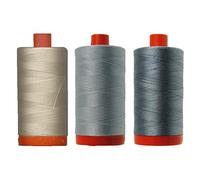 Aurifil Bundle of 50wt Egyptian Cotton Thread, Large 1422 Yard Spools, with and Without Empty Thread Case 12 Spool Capacity (3 Spool Bundles, 2310 2600 2605)