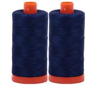 Aurifil Mako 50wt Thread 2 Large Spools(Dark Navy (2784))
