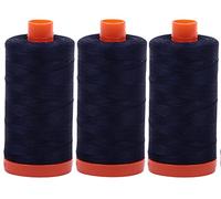 Aurifil Mako 50wt Thread 3 Large Spools: Very Dark Navy (2785x3)