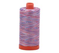 Aurifil Mako Cotton Embroidery Thread 50wt 1422yds Variegated Red/White/Blue, 4266 Foot