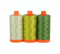 Aurifil Thread 3 Large Spools Cotton 50WT Perfect for Crafting, Quilting, and Embroidery (Dolomite - Green)