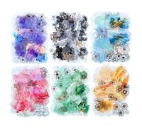 AuriicLeaf Watercolor Floral PET Sticker Set, 60PCS Gold Foil Flower Stickers for Scrapbooking, Journaling, DIY Crafts, Decorative Collage, Planner, and Art Supplies
