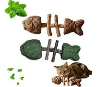 Auriiktch 2026 New Creative Fish Bone Cat Dental Chew Toy, Silvervine Chew Sticks for Cats, Catnip and Silvervine Chew for Cats Teething and Stress, Durable Wooden Feline Tooth Care Tool (C+D2PCS)
