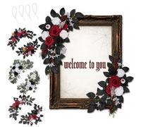 Auriiktch Halloween Artificial Flowers Sign with Skeleton & Eyeballs，A