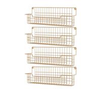 AURIKAR Spice Rack, 4-Pack Seasoning Organizer Wall Mounted for Kitchen Storage Organization, Metal Spice Holder Shelf for Cabinet, Pantry, Gold