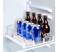 Aurinovellia Refrigerator Organiser, Drinks, Automatic Fridge Can Organiser, Self-Sliding Drinks Dispenser Fridge, for 12 Cans, 3 Rows, for Kitchen, Supermarkets, Storage Room 31 x 25 cm