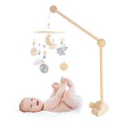 Aurinovellia Wooden Mobile Holder for Baby Cot, Mobile Stand Cloud Design, 360° Rotatable Baby Mobile Hanger, Adjustable, Removable, for Hanging Music Box, Wind Chime, Baby Bed Toys