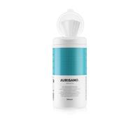 AURISANO Hearing Aid Cleaning Wipes - 100pcs in Dispenser - Removes Dirt and Earwax - 100% Biodegradable Moist Hearing Aid Wipes - CE and MD Certified for Hearing Devices - Hearing Aid Cleaner