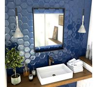 AURLANE LED Self-Illuminating Bathroom Mirror 60 x 80 cm - Matt Black Lacquered - Framed Mirror LED