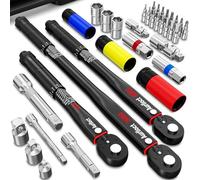 Aurlloct 1/4" 3/8" 1/2" Drive Click Torque Wrench Set 35pcs, Torque Wrench Car 5-55Nm, 10-140Nm, 20-230Nm, Wheel Torque Spanner for Truck, Car, Tire Replacement, and Motorcycle Car Maintenance