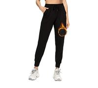 Aurlust Women Fleece Sherpa Lined Sweatpants Thermal Jogger with Pockets Winter Lounge Yoga Trousers Running Warm Pants (Black), S