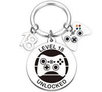 Aurmonigo Happy 18th Birthday Gifts - Gaming Keyring for Boys Keepsake Presents Game Controller Decoration Keychain, from Family Grandmother Mum Dad Best Friend Key Ring Gift for 18 Year Old
