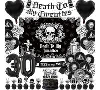 Aurmonigo Rip 20s Birthday Decorations - Black Death to My Twenties Banner Balloons Cake Toppers Rip to My 20s Sash, Number 30 Balloon Backdrop for Women Happy Birthday Party Supplies